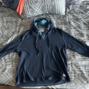 Blue Hooded Sweatshirt with Long Sleeves and Relaxed Fit